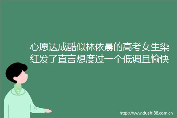 心愿达成酷似林依晨的高考女生染红发了直言想度过一个低调且愉快的暑假生活