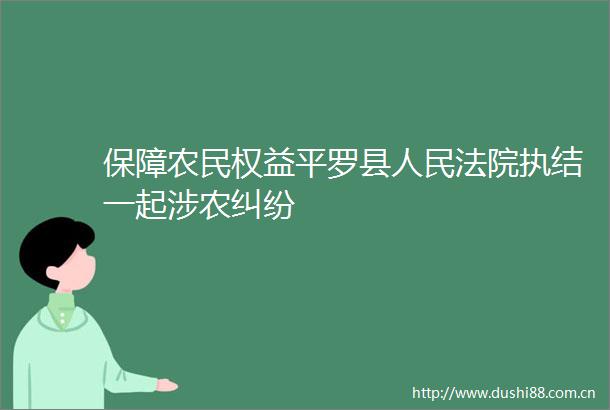 保障农民权益平罗县执结一起涉农