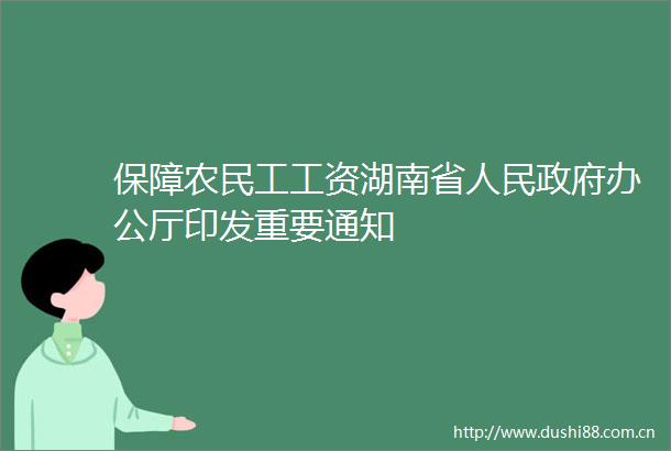保障农民工工资湖南省办公厅印发重要通知