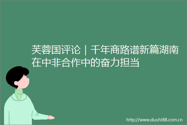 芙蓉国评论｜千年商路谱新篇湖南在中非合作中的奋力担当