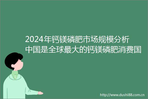 2024年钙镁磷肥市场规模分析是全球最大的钙镁磷肥消费国
