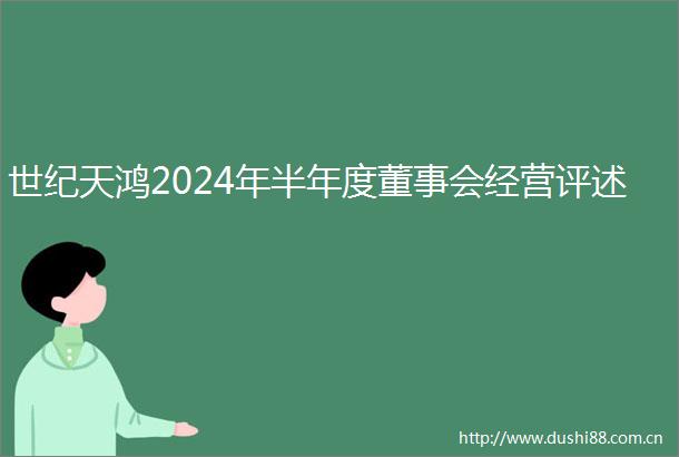 世纪天鸿2024年半年度董事会经营评述