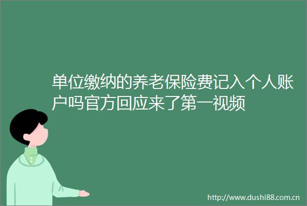 单位缴纳的养老保险费记入个人账户吗官方回应来了第一视频