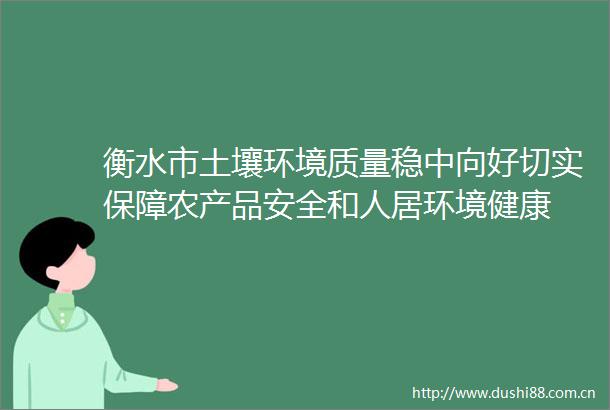 衡水市土壤环境质量稳中向好切实保障农产品安全和人居环境健康
