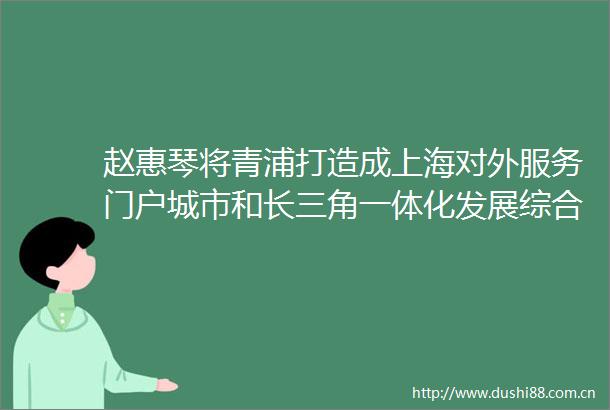 赵惠琴将青浦打造成上海对外服务门户城市和长三角一体化发展综合性节点城市