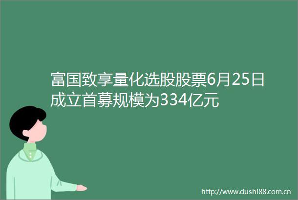富国致享量化选股股票6月25日成立首募规模为334亿元