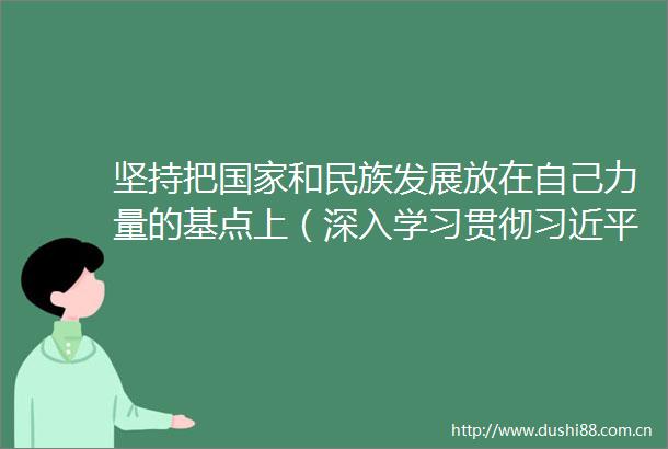 坚持把和民族发展放在自己力量的基点上（深入学习贯彻新时代特色社会主义思想）
