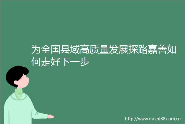 为全国县域高质量发展探路嘉善如何走好下一步