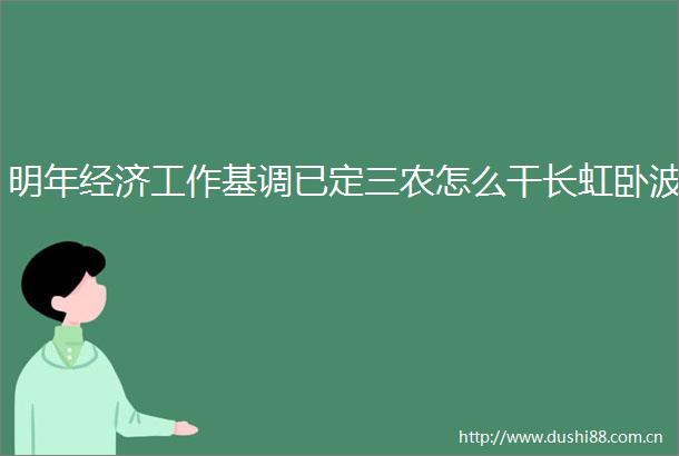明年经济工作基调已定三农怎么干长虹卧波