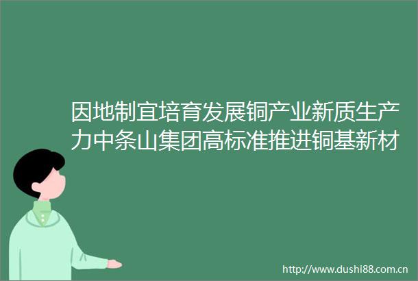 因地制宜培育发展铜产业新质生产力中条山集团高标准推进铜基新材料产业链发展