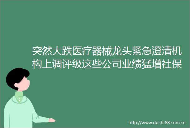 突然大跌医疗器械龙头紧急澄清机构上调评级这些公司业绩猛增社保基金提前埋伏