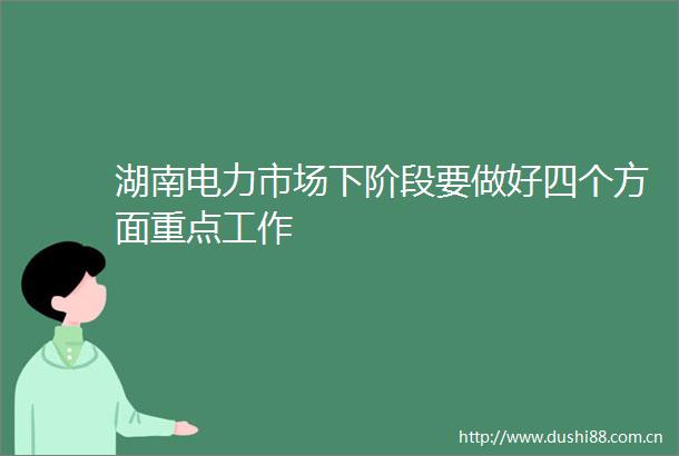 湖南电力市场下阶段要做好四个方面重点工作