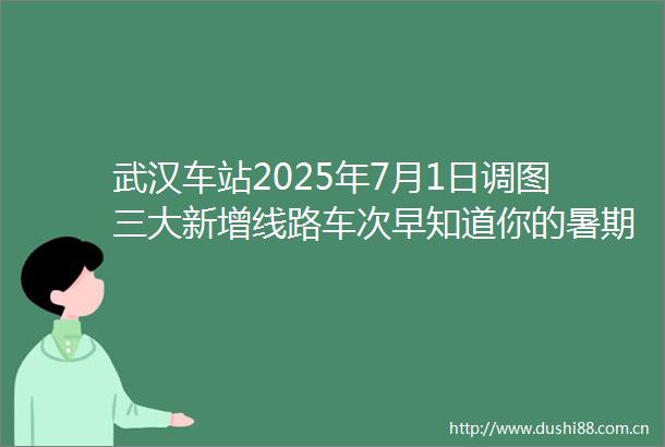武汉车站2025年7月1日调图三大新增线路车次早知道你的暑期旅行该升级了