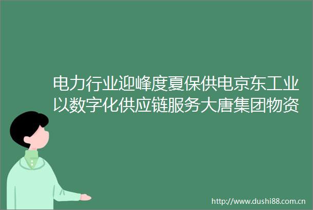电力行业迎峰度夏保供电京东工业以数字化供应链服务大唐集团物资保供