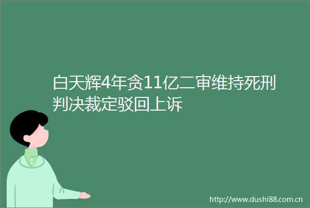 白天辉4年贪11亿二审维持死刑裁定驳回上诉
