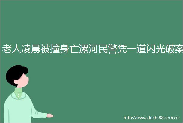 老人凌晨被撞身亡漯河凭一道闪光破案