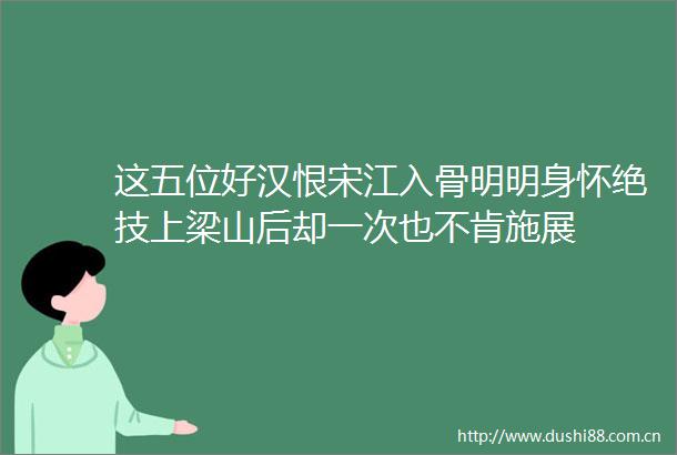 这五位好汉恨宋江入骨明明身怀绝技上梁山后却一次也不肯施展