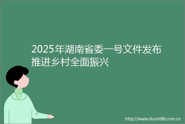 2025年湖南省委一号文件发布推进乡村全面振兴