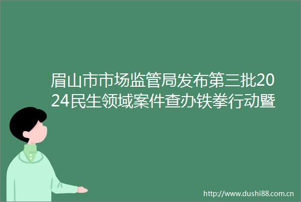 眉山市市场监管局发布第三批2024民生领域案件查办铁拳行动暨春雷行动典型案例