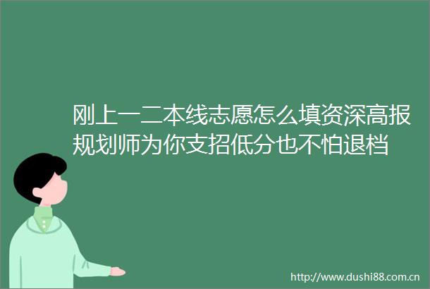 刚上一二本线志愿怎么填资深高报规划师为你支招低分也不怕退档