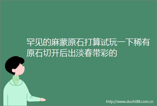 罕见的麻蒙原石打算试玩一下稀有原石切开后出淡春带彩的