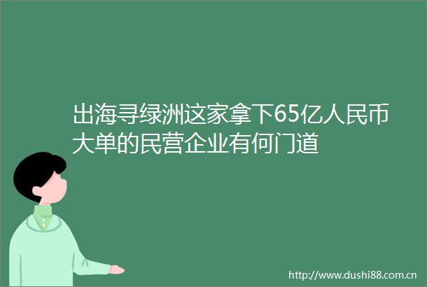 出海寻绿洲这家拿下65亿币大单的民营企业有何门道