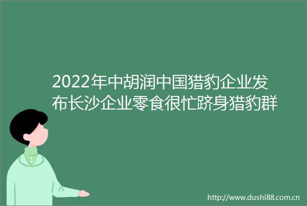 2022年中胡润猎豹企业发布长沙企业零食很忙跻身猎豹群