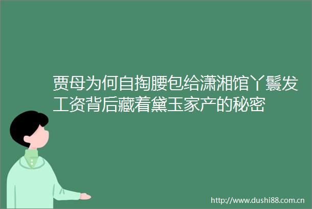 贾母为何自掏腰包给潇湘馆丫鬟发工资背后藏着黛玉家产的秘密
