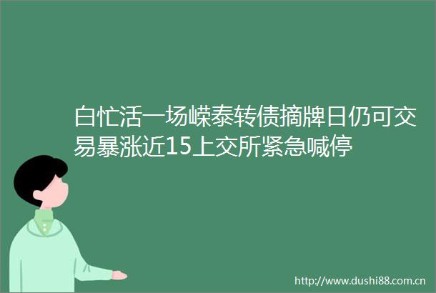 白忙活一场嵘泰转债摘牌日仍可交易暴涨近15上交所紧急喊停