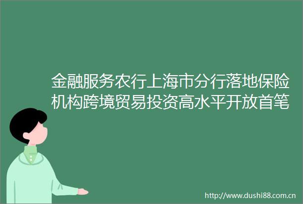 金融服务农行上海市分行落地保险机构跨境贸易投资高水平开放首笔跨境收支试点业务