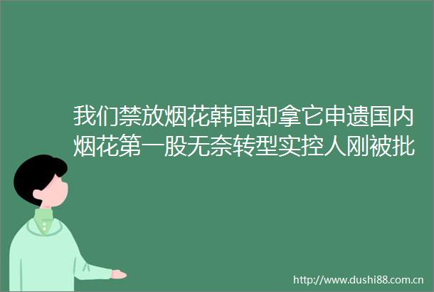 我们禁放烟花韩国却拿它申遗国内烟花第一股无奈转型实控人刚被批捕