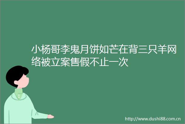 小杨哥李鬼月饼如芒在背三只羊网络被售假不止一次