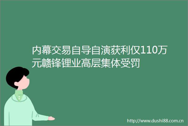 交易自导自演获利仅110万元赣锋锂业高层集体受罚
