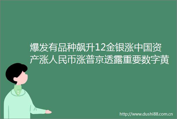 爆发有品种飙升12金银涨资产涨币涨普京透露重要数字黄金后期还会涨