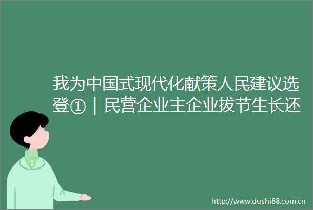 我为式现代化献策建议选登①｜民营企业主企业拔节生长还需要这些养分→
