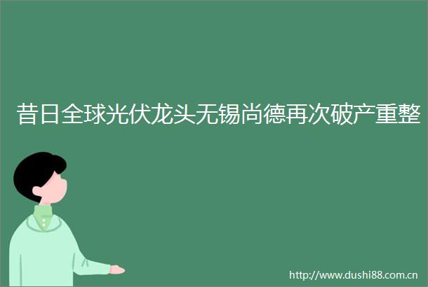 昔日全球光伏龙头无锡尚德再次破产重整