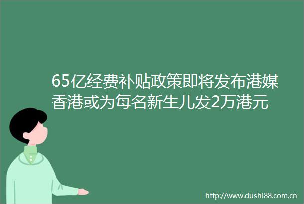 65亿经费补贴政策即将发布港媒香港或为每名新生儿发2万港元