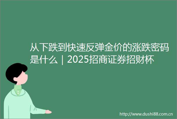从下跌到快速反弹金价的涨跌密码是什么｜2025招商证券招财杯ETF实盘大赛