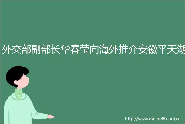 外交部副部长华春莹向海外推介安徽平天湖