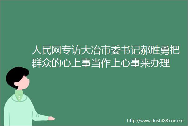 网专访大冶市委书记郝胜勇把群众的心上事当作上心事来办理