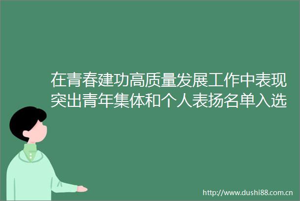 在青春建功高质量发展工作中表现突出青年集体和个人表扬名单入选者卢国鑫