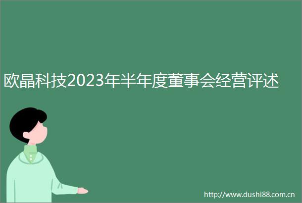 欧晶科技2023年半年度董事会经营评述