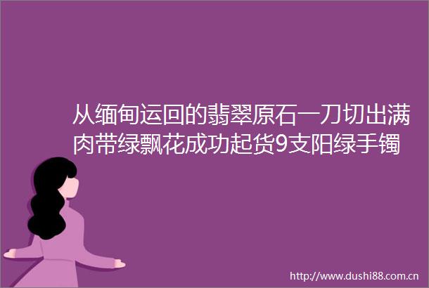 从缅甸运回的翡翠原石一刀切出满肉带绿飘花成功起货9支阳绿手镯