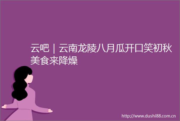 云吧｜云南龙陵八月瓜开口笑初秋美食来降燥