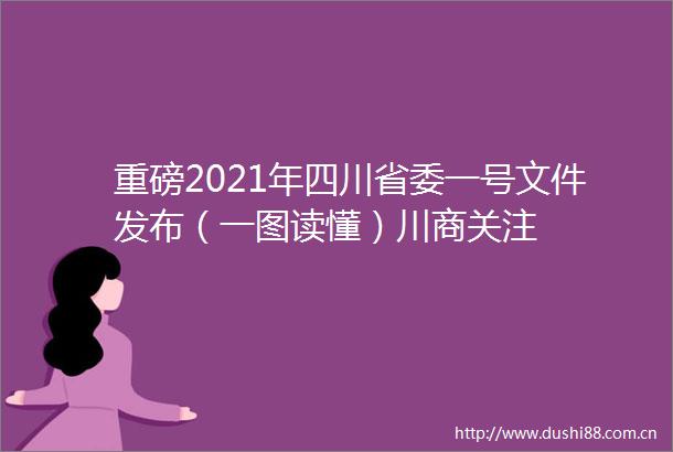 重磅2021年四川省委一号文件发布（一图读懂）川商关注