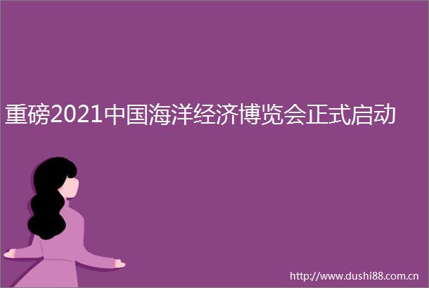 重磅2021海洋经济博览会正式启动
