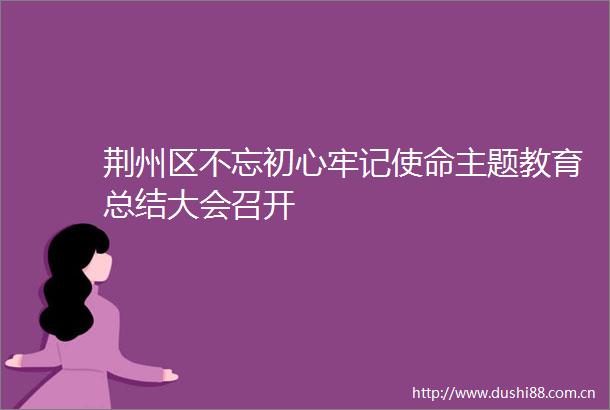 荆州区不忘初心牢记使命主题教育总结大会召开