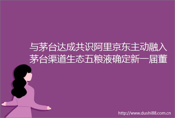 与茅台达成共识阿里京东主动融入茅台渠道生态五粮液确定新一届董事会成员