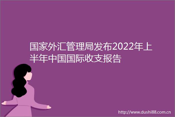 外汇管理局发布2022年上半年国际收支报告