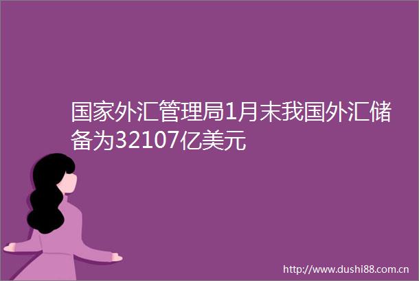 外汇管理局1月末我国外汇储备为32107亿美元